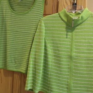 Like New St. John Lime Green Knit Twin Set Jacket and Tank